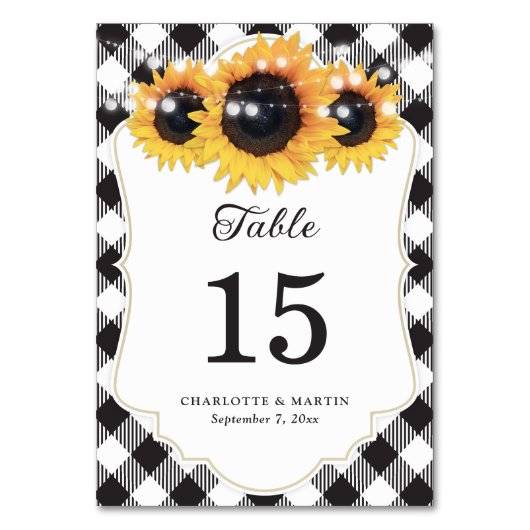 白黒バッファローひまわり結婚の花 テーブルナンバー (正面)