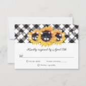 白黒バッファローひまわり結婚の花 出欠カード (正面)