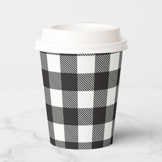 白黒バッファローギンガムチェックプラッドホリデイ 紙コップ (裏面)