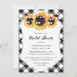 白黒バッファローサンフラワーブライダルシャワー 招待状