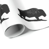 白黒バッファローシルエットラップ紙 ラッピングペーパー (ロールコーナー)