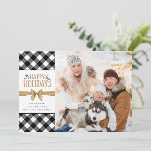 白黒バッファローチェックのプレイドブラウンクラフト シーズンカード (スタンド正面)