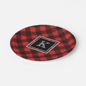 白黒バッファローチェックカスタムモノグラム ペーパープレート (アングル)
