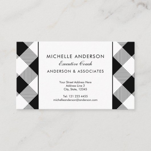 白黒バッファローチェックビジネスコンサルタント 名刺 (正面)