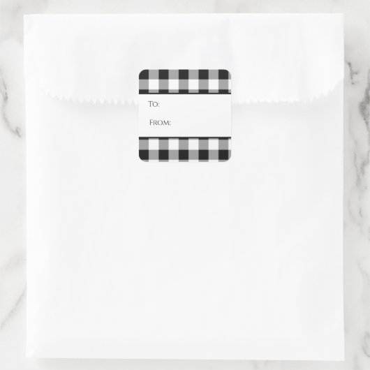 白黒バッファローチェックプレイドギフトラベル スクエアシール (バッグ)