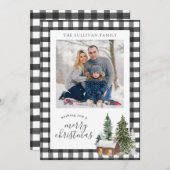 白黒バッファローチェックプレイドクリスマスフォト シーズンカード (正面/裏面)