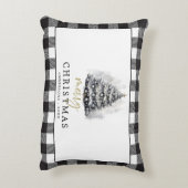 白黒バッファローチェックプレイドメリークリスマス アクセントクッション (裏面(縦))