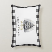 白黒バッファローチェックプレイドメリークリスマス アクセントクッション (正面(垂直))