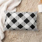 白黒バッファローチェックランバー装飾用クッション ランバークッション (ブランケット)