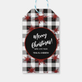 白黒バッファローチェックレッドグリッタースノーフレーク ギフトタグ (裏面)