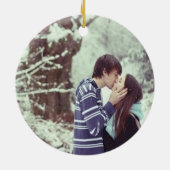 白黒バッファローチェック初めてのクリスマス セラミックオーナメント (裏面)