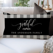 白黒バッファローチェック感謝パーソナライズされた ランバークッション