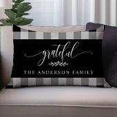 白黒バッファローチェック感謝パーソナライズされた ランバークッション