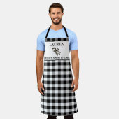 白黒バッファローチェック甘いキッチン エプロン (着用した状態)