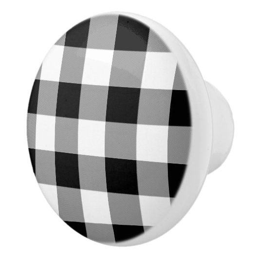 白黒バッファローチェック セラミックノブ (右)