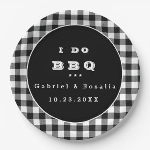 白黒バッファローチェックI do BBQ婚約 ペーパープレート