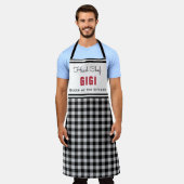 白黒バッファロープライドパーソナライズされたギ エプロン (着用した状態)