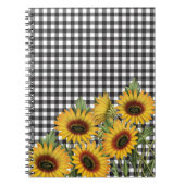 白黒バッファロープレイドイエローサンフラワー ノートブック (正面)