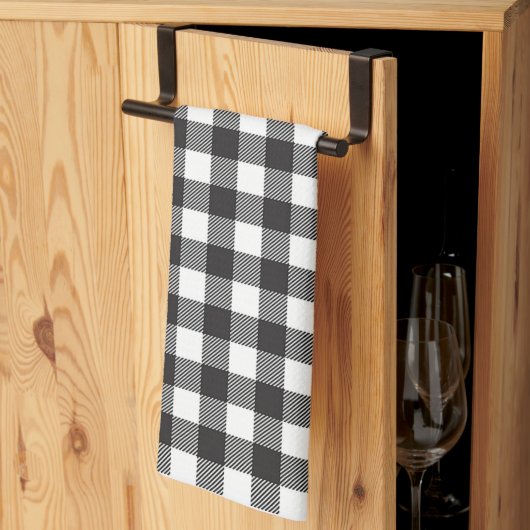 白黒バッファロープレイドキッチンタオル キッチンタオル (三つ折り)