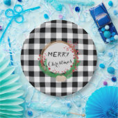 白黒バッファロープレイドクリスマス紙プレート ペーパープレート (パーティー)