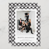 白黒バッファロープレイドスノーフレークフォトビジネス シーズンカード (正面/裏面)
