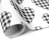 白黒バッファロープレイドチェックハート国 ラッピングペーパー (ロールコーナー)