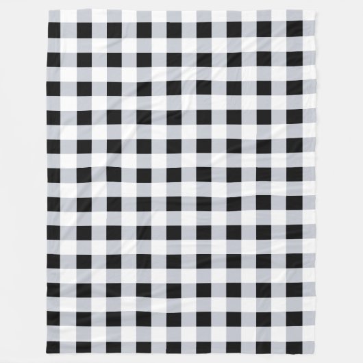 白黒バッファロープレイドチェックファームハウス フリースブランケット (正面)