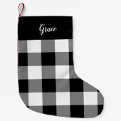 白黒バッファロープレイドパーソナライズされた スモールクリスマスストッキング (正面)