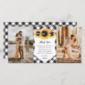 白黒バッファロープレイドヒマ結婚ワリの写真 サンキューカード (正面/裏面)