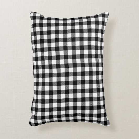 白黒バッファロープレイドファームハウスデコール アクセントクッション (正面(垂直))