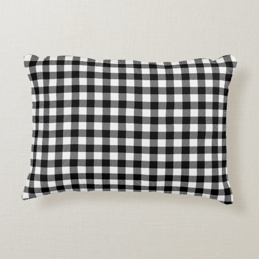 白黒バッファロープレイドファームハウスデコール アクセントクッション (裏面)