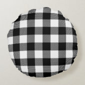 白黒バッファロープレイドファームハウスデコール ラウンドクッション (裏面)