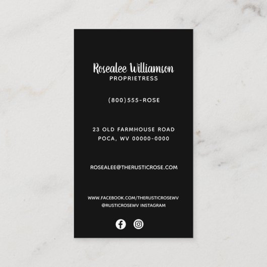 白黒バッファロープレイドファームハウス 名刺 (裏面)