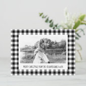 白黒バッファロープレイドフォトクリスマス シーズンカード (スタンド正面)