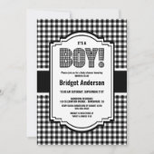 白黒バッファロープレイドベビーシャワー 招待状 (正面)