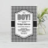 白黒バッファロープレイドベビーシャワー 招待状 (スタンド正面)