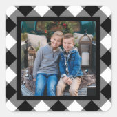 白黒バッファロープレイドホリデーフォト スクエアシール (正面)