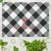 白黒バッファロープレイドモノグラムキッチンタオル キッチンタオル (折り畳み)