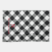 白黒バッファロープレイドモノグラムキッチンタオル キッチンタオル (横)