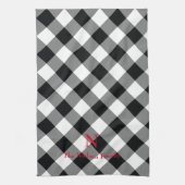 白黒バッファロープレイドモノグラムキッチンタオル キッチンタオル (縦)