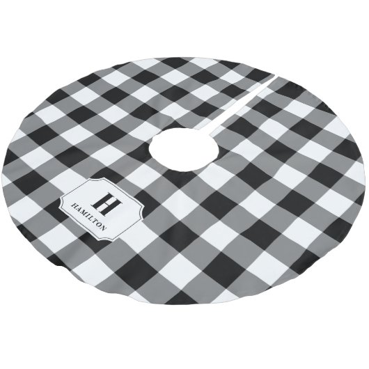 白黒バッファロープレイドモノグラム ブラッシュドポリエステルツリースカート (アングル)