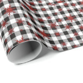 白黒バッファロープレイドレッドグリッター雪片 ラッピングペーパー (ロールコーナー)