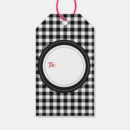 白黒バッファロープレイド伝統的カントリー ギフトタグ (裏面)