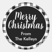 白黒バッファロープレイド封筒用シール ラウンドシール (正面)