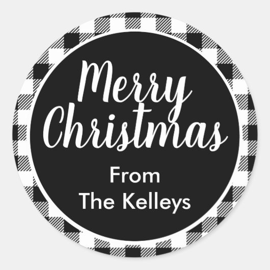 白黒バッファロープレイド封筒用シール ラウンドシール (正面)