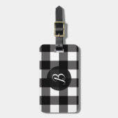 白黒バッファロープレイド市松模様にスクアーク ラゲッジタグ (正面縦)