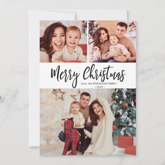 白黒バッファロープレイド数々の写真クリスマス シーズンカード (正面)