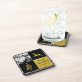 白黒バッファロープレイド金ゴールドホリデーフォト コースター (右側)