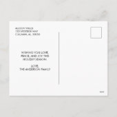 白黒バッファロープレイド金ゴールドホリデーフォト シーズンポストカード (裏面)