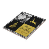 白黒バッファロープレイド金ゴールドホリデーフォト タイル (側面)